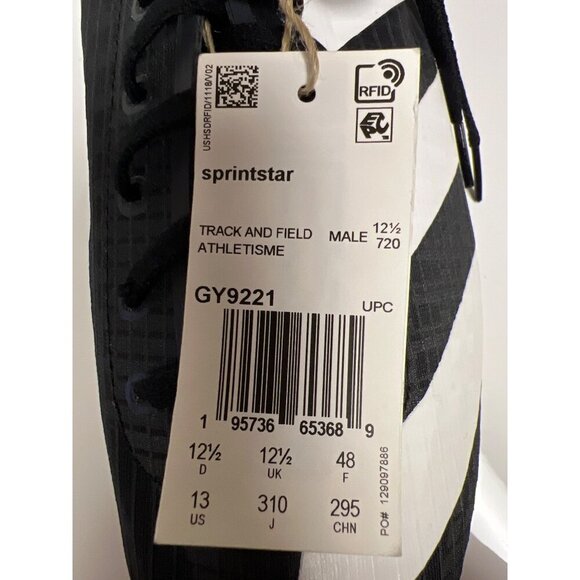 NEW! Men's Adidas Spikes Sprintstar Track & Field GY92221 Black White  Size 13 - Picture 11 of 11